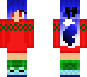cute holiday wolf girl with blue hair and fur