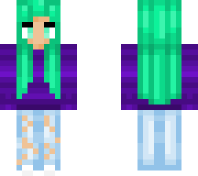 girl w/teal hair and purple sweater