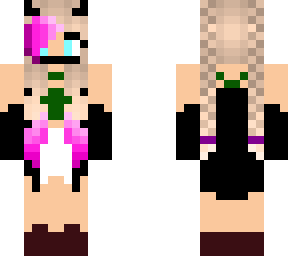 wolf and demon girl with blond hair and pink tips