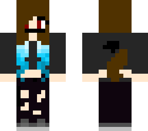 wolf girl with brown hair and teal tips