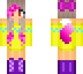wolf girl with yellow sweater and pink hair