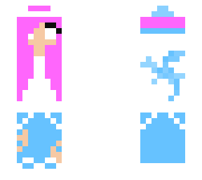 pink,blue and white herobrine dragon girl