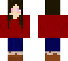 blushing red jacket girl