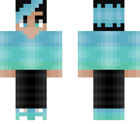 guy - blue fade mint green sweater - blue & black hair