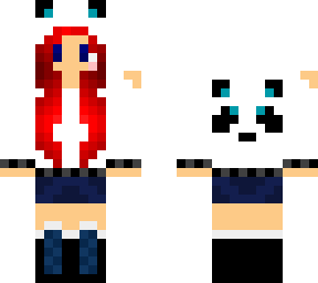blue and red panda girl cute