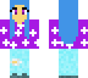 blue hair purple star sweater girl