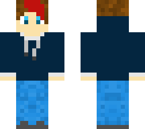 dark blue hoodie brown&red hair boy
