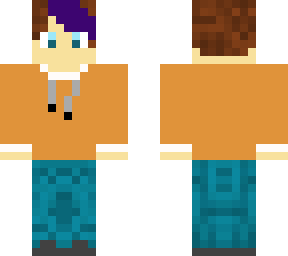 orange sweater purple&brown hair boy