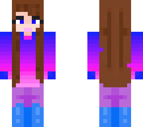 pink and blue brown haired girl
