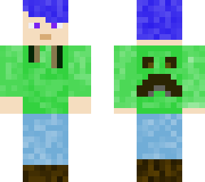 boy with blue hair and creeper hoodie