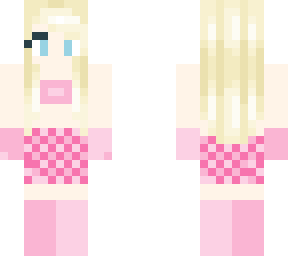 blonde girl with pink pattern
