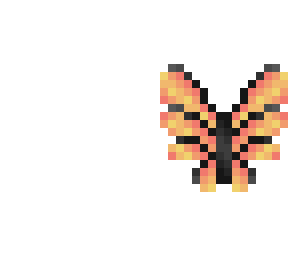 butterfly wings - black lines - peachy fade - big wings