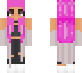 pretty mixed girl with pink hair