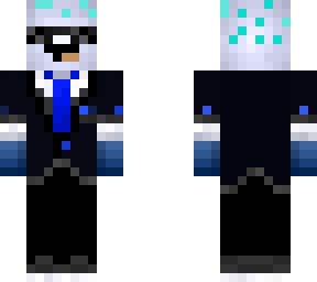 blue cake in a suit