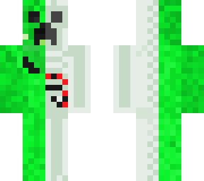 another half creeper and a half creeper skelleton
