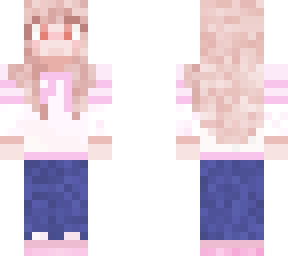 dried rose hair/blue jeans/pink hoodie