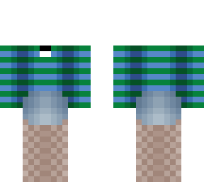 outfit - blue & green sweater stripe - shorts - stockings