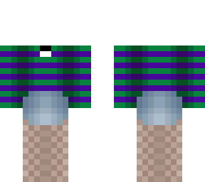 outfit - green & purple sweater stripe - shorts - stockings