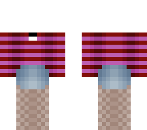 outfit - red & pink sweater stripe - shorts - stockings