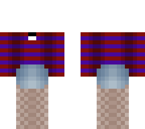 outfit - red & purple sweater stripe - shorts - stockings