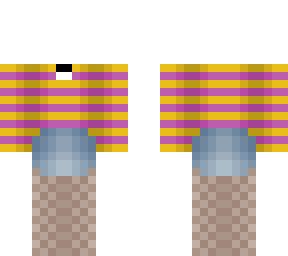 outfit - yellow & pink sweater stripe - shorts - stockings