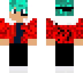 boy with red jacket and black pants