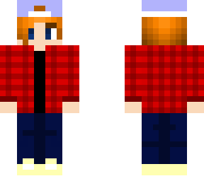 checkered shirt and a hat