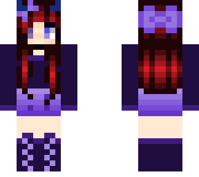 red haired blue and purple eyed demon girl