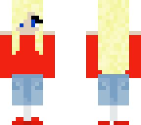 blonde girl in red