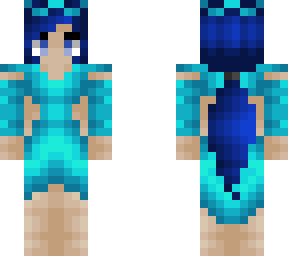 cute - blue ponytail - neon aqua dress w/ crown