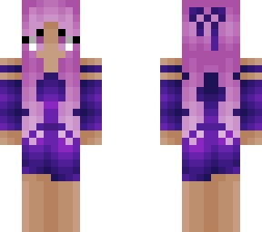 cute - pink pigtails - purple dress - short w/ bow