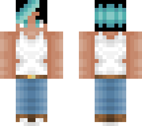guy - white male tshirt/crop top - cool blue dye hair