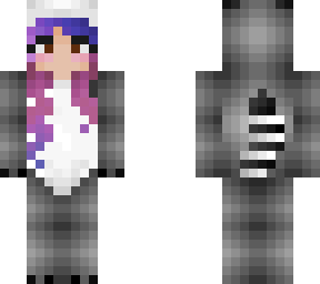 raccoon girl,violet blue hair,brown eyes