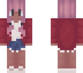 girl in red cardigan