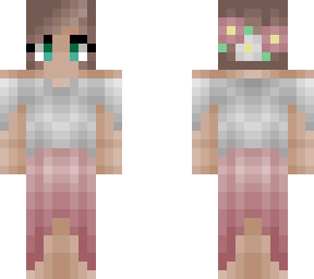 girl - spring 2 part dress - short brunette hair w/ flowers