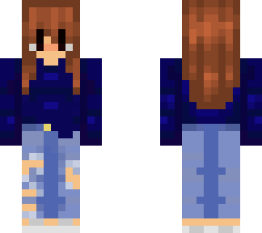 short hair, ripped jeans, long sleeve shirt