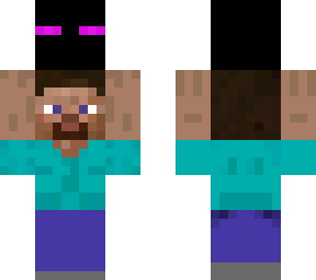 steve holding ender man head