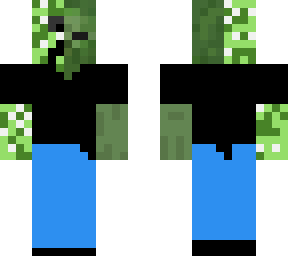 zombie creeper with black shirt and jeans.