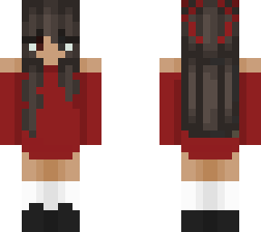 mercy - brown hair - multi eye - red shirt - white socks -