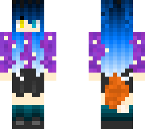 blue hair,multi-eyed-space outfit-fox