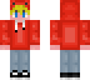 red hoodie, blonde boy