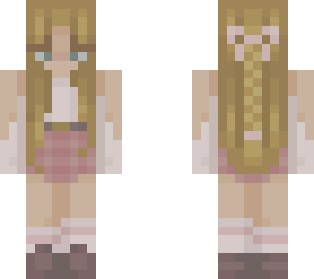 blonde plaid skirt girl