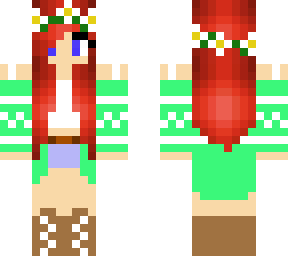 redhead with green blouse