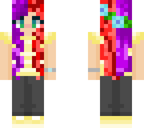 aligeeky's oc with split hair red and purple