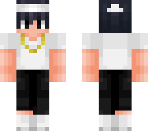 cool dude - white t - black pants & hair - chains & headband
