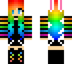 rainbow bunny girl with shiny stripes (nightbunny)