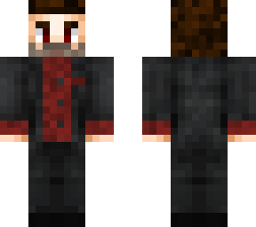 black and red suit