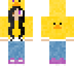 girl duck yellow hoodie purple eyes (kim)