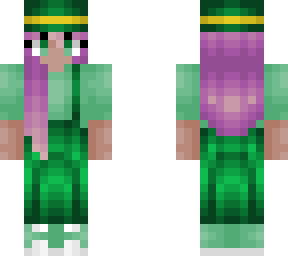 irish girl - pink hair - green overalls & hat