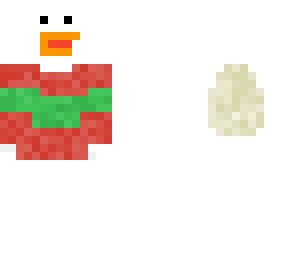 chicken with egg on back and sweater on front